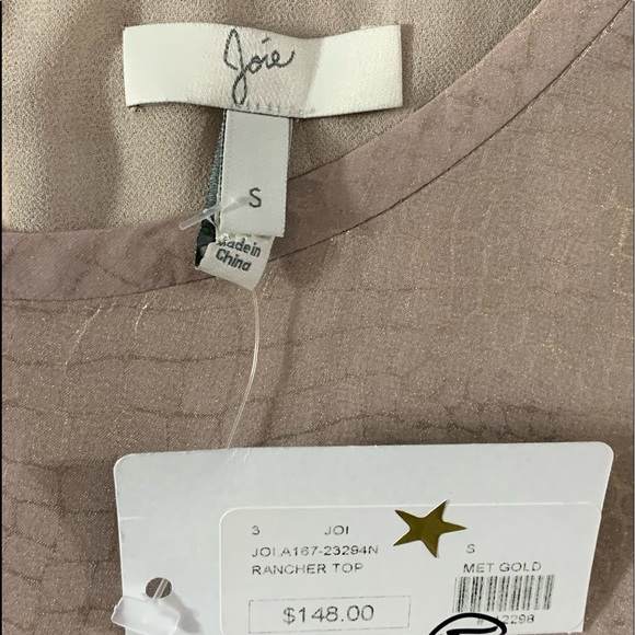 ✨NWT✨ Joie Metallic Snake Skin Gold Top - Picture 8 of 9